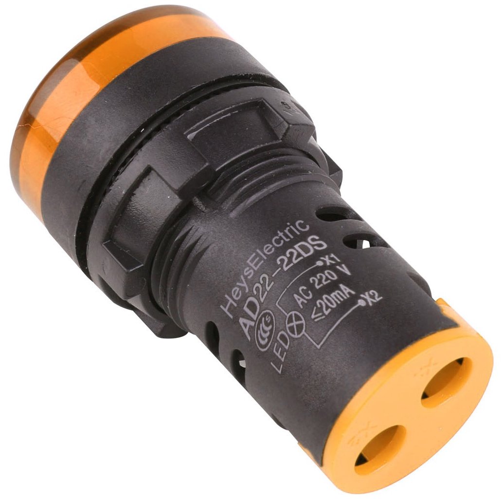 Luz Piloto LED 22mm Amarillo 220V | Señalización Precaución