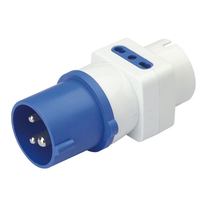 Adaptador Schuko Enchufe Industrial a Domiciliario Residencial 16a 2P+T