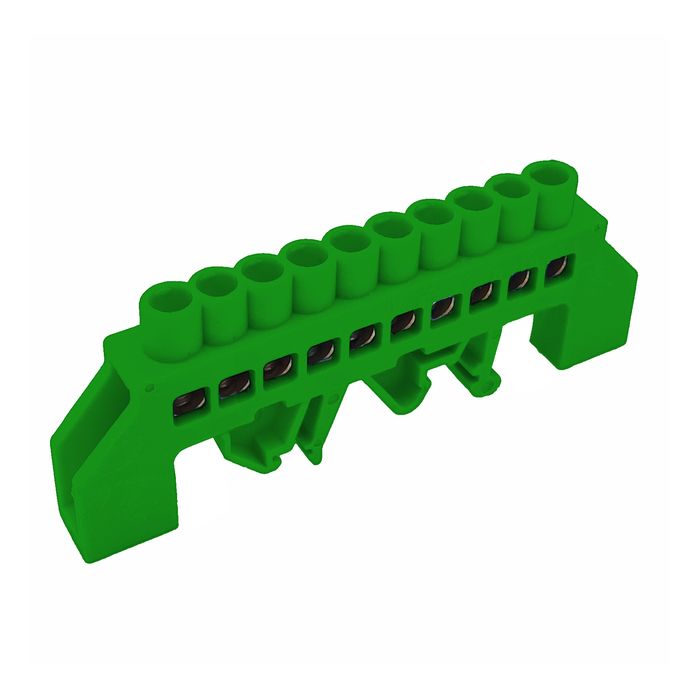 Barra Conexion Bronce Aislada 10 Polos Azul / Blanca / Verde