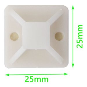 Base plástica autoadhesiva 25x25 mm bolsa de 100 unidades dimensiones compactas para montaje rápido