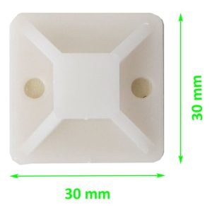 Base autoadhesiva 30x30 mm para fijación de amarras plásticas en tableros eléctricos y cableado
