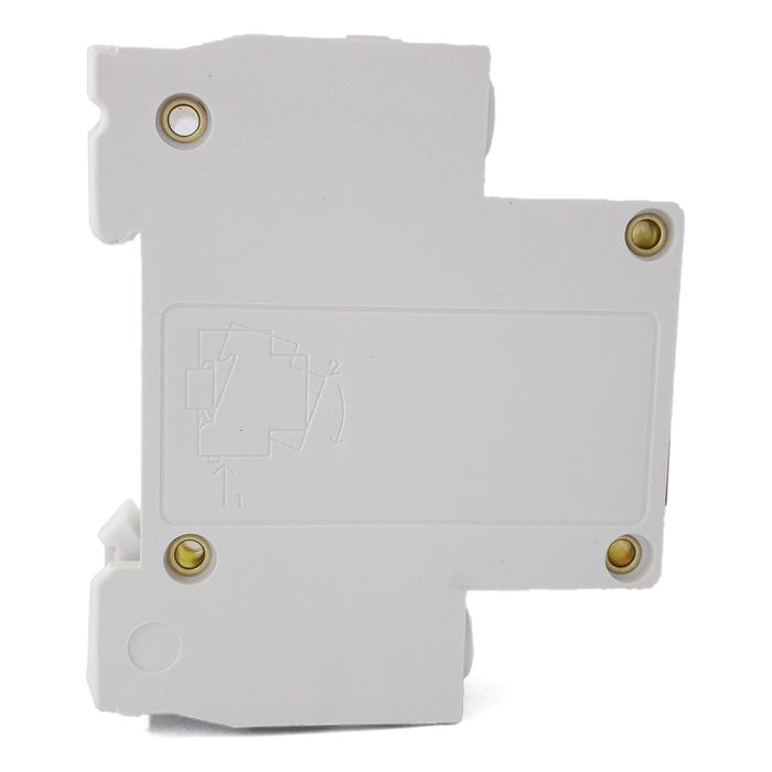 luz-piloto-riel-din-led-22mm-220v-c45d-14 Luz piloto LED riel DIN 22mm 220V C45D vista diagonal mostrando carcasa plástica y diseño ergonómico