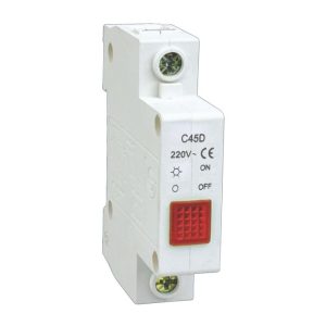 Luz piloto LED riel DIN 22mm 220V C45D para señalización en tableros eléctricos industriales y residenciales