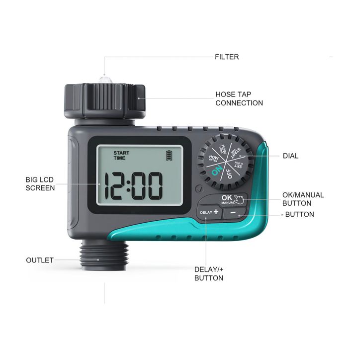Programador Riego Automatico Timer Digital 1 Zona ITV105-DLS