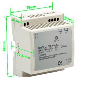 Fuente de Poder Riel DIN 60W 12V 5A | DR-60-12