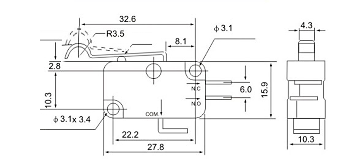 MICROSWITCH V-154-1C25 250VAC 15A