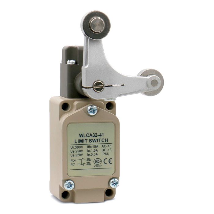 final-de-carrera-9-wlca32-41-2 Interruptor de fin de carrera WL-CA32-40 vista lateral mostrando palanca y carcasa metálica