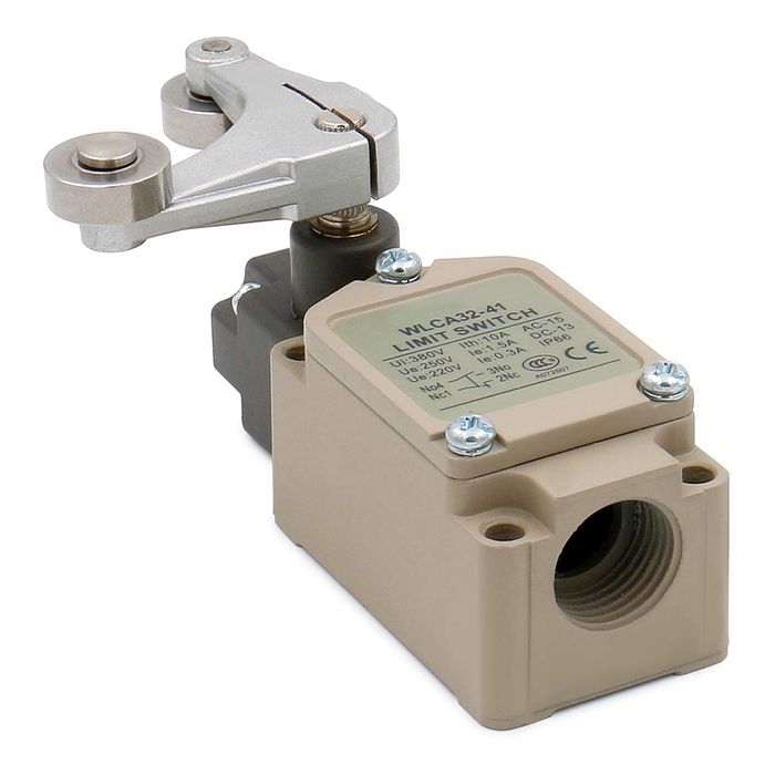 final-de-carrera-9-wlca32-41-4 Interruptor de fin de carrera WL-CA32-40 detalle de palanca de accionamiento y terminales de conexión