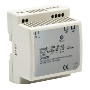 Fuente de poder DR-60-24 60W 24V para alimentación eléctrica en equipos industriales y electrónicos