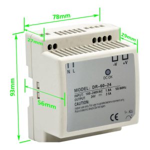 Fuente de Poder Riel DIN 60W 24V 2.5A | MDR-60-24