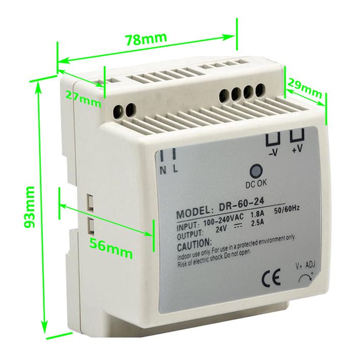FUENTE DE PODER A RIEL DIN 60W 24VDC 2.5A