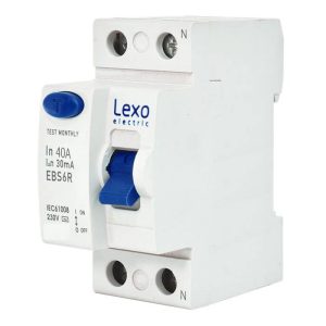 Interruptor diferencial Lexo EBS6R 2P 40A 30mA protección contra fugas eléctricas y fallas de aislamiento en instalaciones residenciales