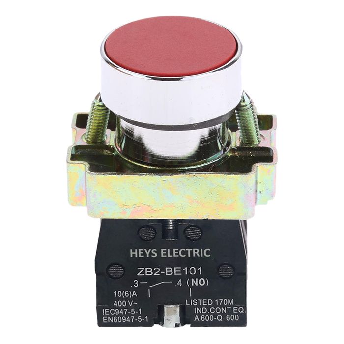 PULSADOR METAL RASANTE ROJO LAY5-BA42 1NC