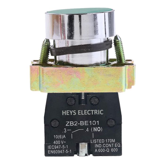 PULSADOR METAL RASANTE VERDE LAY5-BA31 1NO