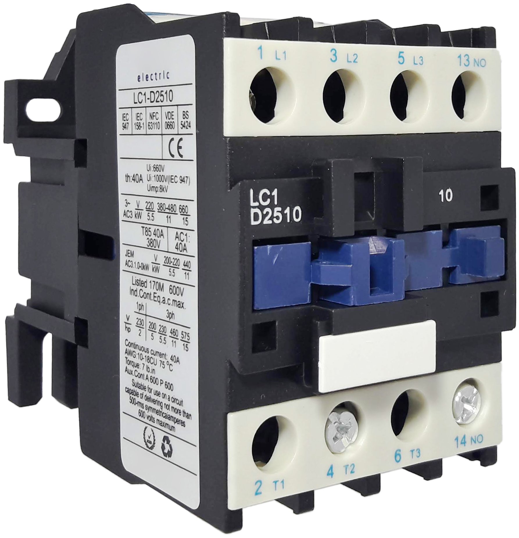 Contactor Trifásico 25A 220V 1NO+1NC | Serie LC1-D2510