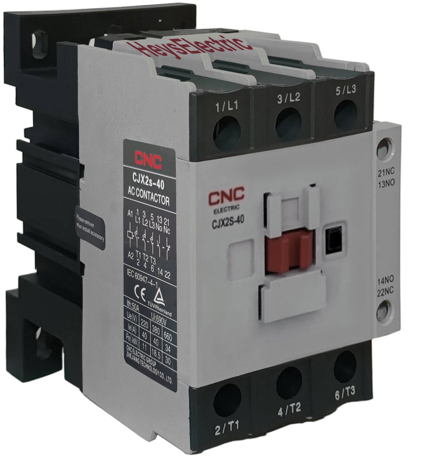 Contactor Trifásico 40A 220V CJX2s 1NO+1NC CNC Electric