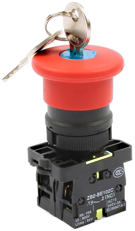 Pulsador Hongo Parada de Emergencia con Llave 22mm CNC LAY5-ES145