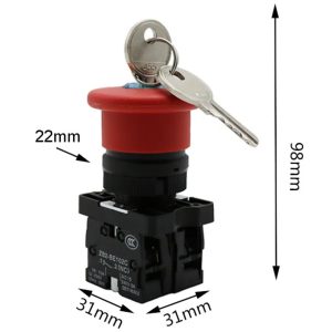 Pulsador Hongo Parada de Emergencia con Llave 22mm CNC LAY5-ES145