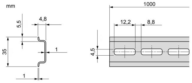Riel DIN Perforado 35x7.5mm 1 Metro Acero Galvanizado CNC - Image 4