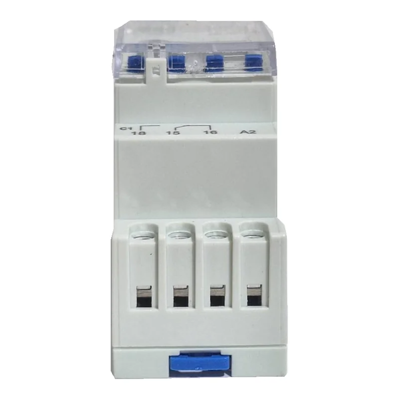 Bornes 18, 15, 16 y A2 y fijación DIN del reloj programable LEXO RD-TPD1